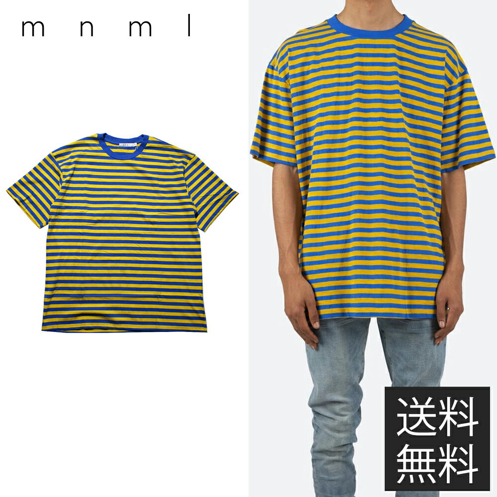 mnml STRIPED ワイドシルエット ボーダー Tシャツ イエロー ブルー 半袖 黄 青 BOXY TEE Yellow Blue Border ミニマル