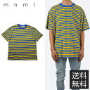 【送料無料】mnml STRIPED ワイドシルエット ボーダー Tシャツ イエロー ブルー 半袖 黄 青 BOXY TEE Yellow Blue Border ミニマル