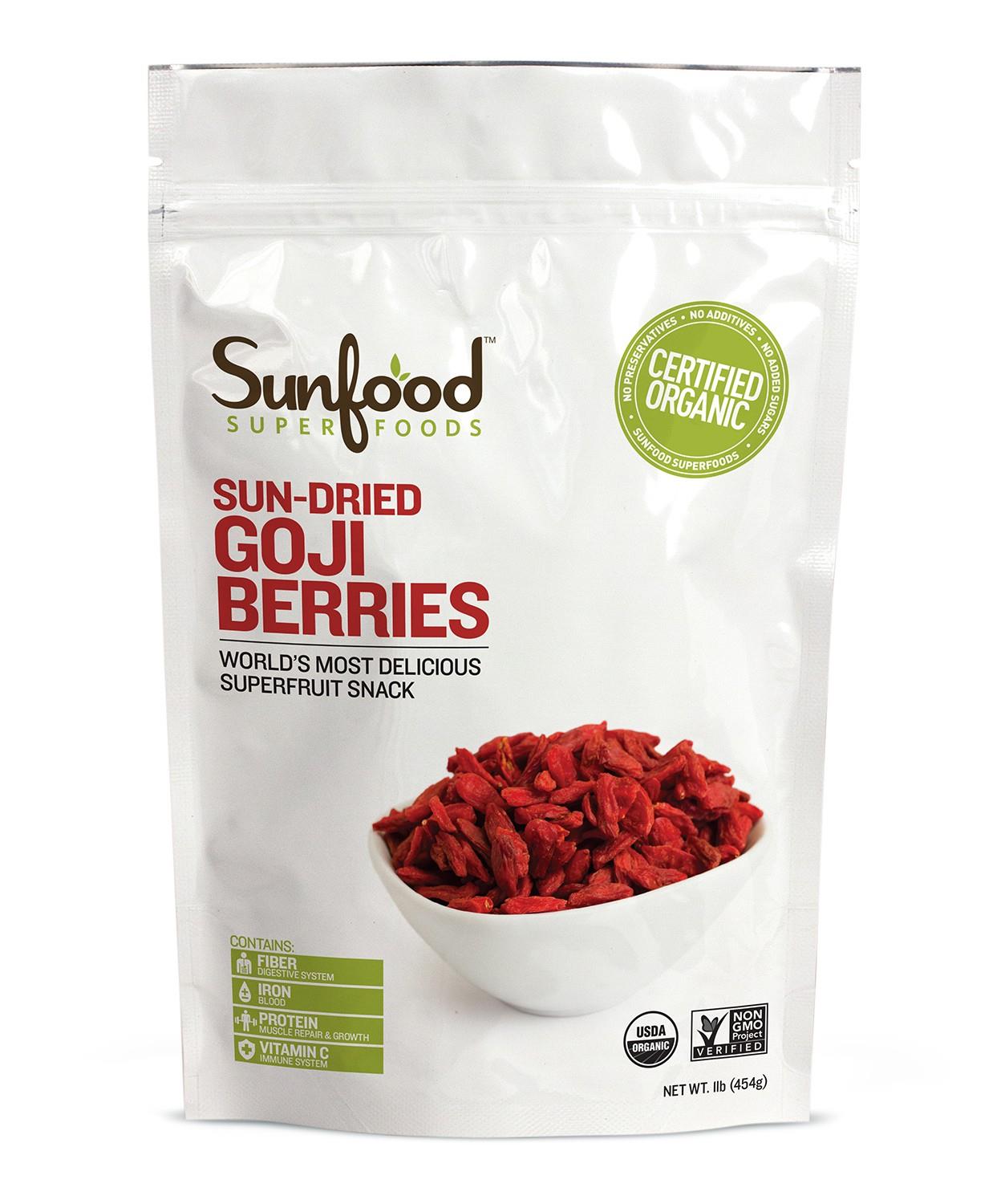 Tt[h ThC SWx[ 1lb (454 g) Sunfood Organic Sun-Dried Goji Berries