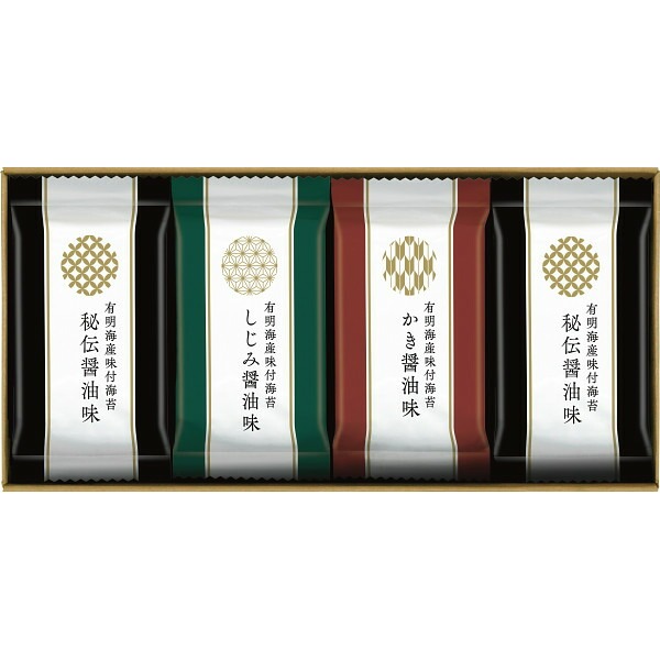 商品詳細商品名有明海産味付海苔詰合せ商品番号r26-7615-036メーカー品番SKI－20内容●有明海産味付海苔秘伝醤油味（8切4枚）×6、有明海産味付海苔しじみ醤油味（8切4枚）・有明海産味付海苔かき醤油味（8切4枚）×各3　※すべて海苔は有明海産アレルギー●小麦 ●えび ●大豆配送区分常温原産国日本梱包形態化粧箱入箱サイズ：33.7×16.2×5cm名入れ区分名入れなし賞味期限（製造日より540日）※出荷時、残り270日以上の商品をお届けします。大量注文・法人ギフトなどもお気軽にご連絡ください。結婚内祝い 出産内祝い 快気内祝い 御歳暮・お中元・卒業記念品 定年退職 記念品 永年勤続 長寿 福祉大会受賞 創業周年記念品 退職 プレゼン大会 卒業記念品 卒園 卒団 出産祝い ベビーギフト 快気祝いブライダル 引出物 結婚祝い 入学祝い 進学祝い 卒業祝い 就職祝い 卒業記念品 新築祝い 母の日 父の日 敬老の日 プレゼント お祝い お返し 贈答品 景品 記念品 粗品 ゴルフコンペ お歳暮・御中元等