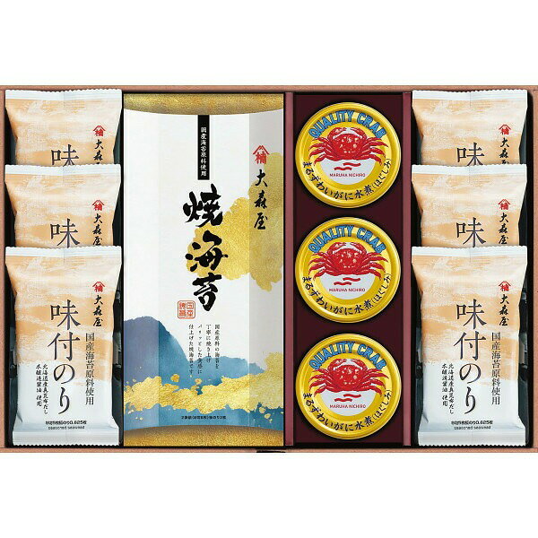 商品詳細商品名大森屋　海の幸詰合せ商品番号r26-7609-088メーカー品番OYR－FOK内容●大森屋焼海苔8切8枚×2、大森屋味付のり8切5枚×6、まるずわいがにほぐしみ55g×3アレルギー●小麦 ●えび ●かに ●大豆配送区分常温原産国日本梱包形態化粧箱入箱サイズ：37×25×5.5cm名入れ区分名入れなし賞味期限（製造日より720日）※出荷時、残り360日以上の商品をお届けします。大量注文・法人ギフトなどもお気軽にご連絡ください。結婚内祝い 出産内祝い 快気内祝い 御歳暮・お中元・卒業記念品 定年退職 記念品 永年勤続 長寿 福祉大会受賞 創業周年記念品 退職 プレゼン大会 卒業記念品 卒園 卒団 出産祝い ベビーギフト 快気祝いブライダル 引出物 結婚祝い 入学祝い 進学祝い 卒業祝い 就職祝い 卒業記念品 新築祝い 母の日 父の日 敬老の日 プレゼント お祝い お返し 贈答品 景品 記念品 粗品 ゴルフコンペ お歳暮・御中元等