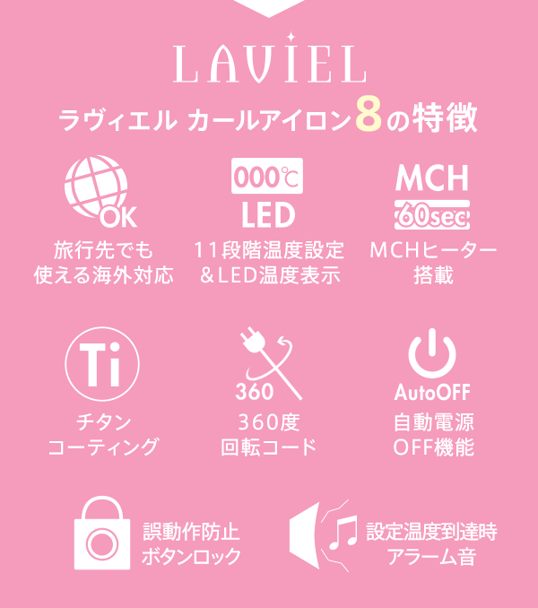 【あす楽 送料無料 海外対応】LAVIEL ラヴィエル カールアイロン 28mm LV-C01 | ラビエル カールアイロン ヘアアイロン 海外対応 海外兼用 コテ カールヘア コテ ヘアコテ ヘア ヘアーアイロン 巻き髪 MINX ミンクス