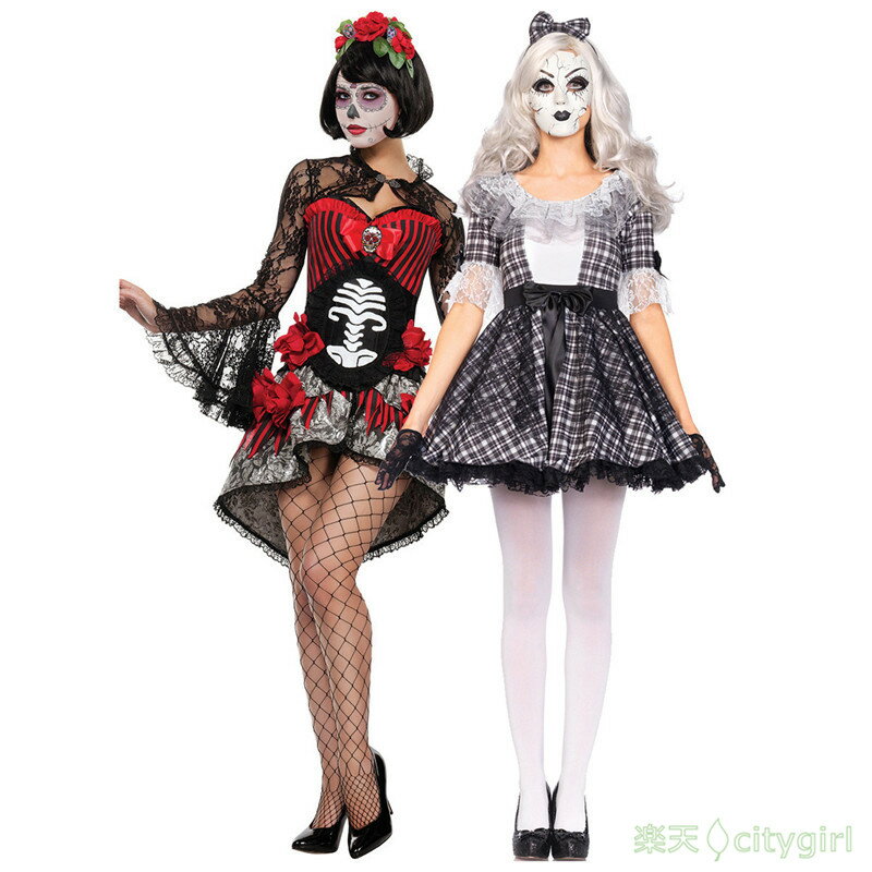 樂天商城 - 【CityGirl】ハロウィン コスプレ スカル 吸血鬼 花嫁 悪魔 魔女 セクシー ワンピース アニメ 舞台劇 大人用 コスチューム コスプレ衣装 仮装 文化祭 忘年会 舞台衣装 演出服 レディース 女性用 cosplay バンパイア ヴァンパイア