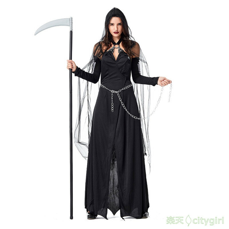 【CityGirl】ハロウィン コスプレ 欧米 アームカバー チェーン マント巫女 悪魔 魔女 吸血鬼 舞台衣装 ..