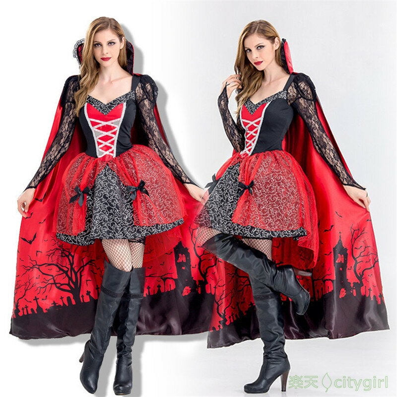 樂天商城 - 【CityGirl】ハロウィン コスプレ スカル 吸血鬼 花嫁 悪魔 魔女 セクシー ワンピース アニメ 舞台劇 大人用 コスチューム コスプレ衣装 仮装 文化祭 忘年会 舞台衣装 演出服 レディース 女性用 cosplay バンパイア ヴァンパイア