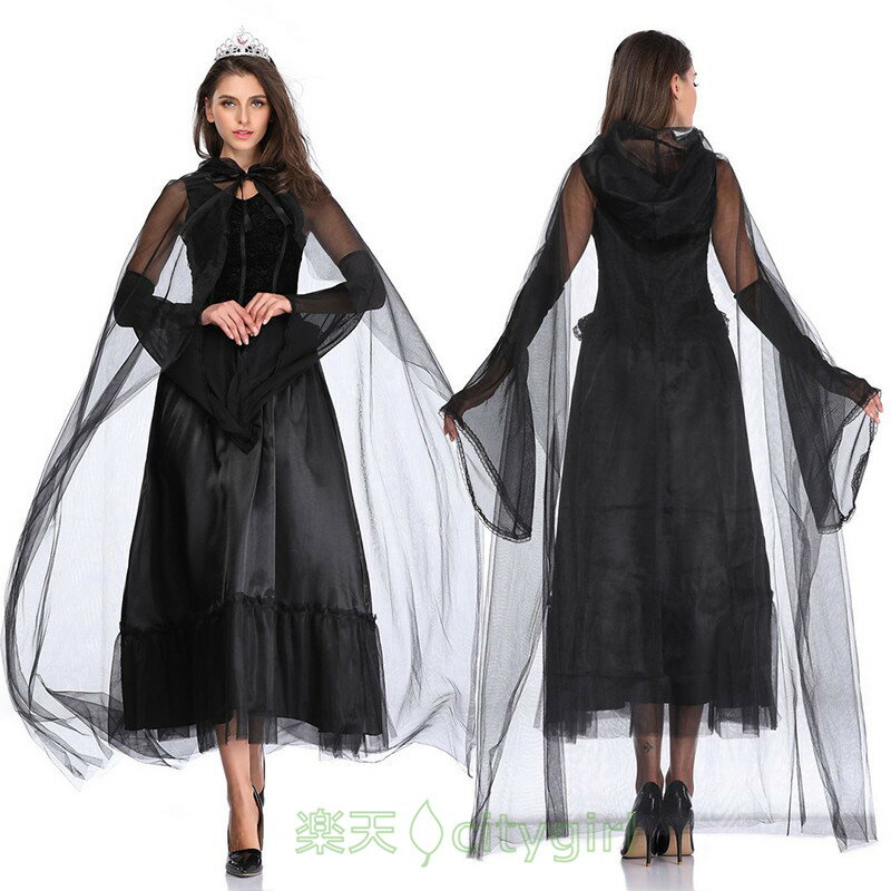 【CityGirl】ハロウィン コスプレ ブラック 吸血鬼 キャラクター 巫女 花嫁 悪魔 魔女 セクシー ワンピース アニメ 舞台劇 大人用 コスチューム コスプレ衣装 仮装 文化祭 忘年会 舞台衣装 演出服 レディース 女性用cosplay