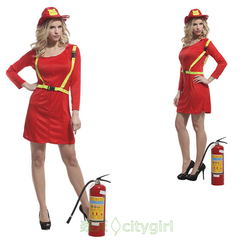 【CityGirl】ハロウィン コスプレ 消防士 ワンピース ボディコン 団体 コスプレ衣装 仮装 舞台衣装 モテる カーニバル 大人用 コスチューム 文化祭 忘年会 レディース パーティー用 女性用 イベントに大人気 演出服