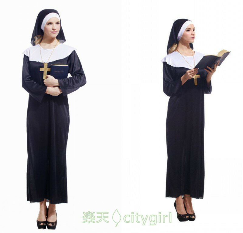樂天商城 - 【CityGirl】ハロウィン コスプレ衣装 修道女 聖女 牧師服 ワンピース ナース 仮装 イベントに大人気 舞台劇 大人用 コスチューム 文化祭 忘年会 舞台衣装 演出服 レディース パーティー用 女性用 cosplay