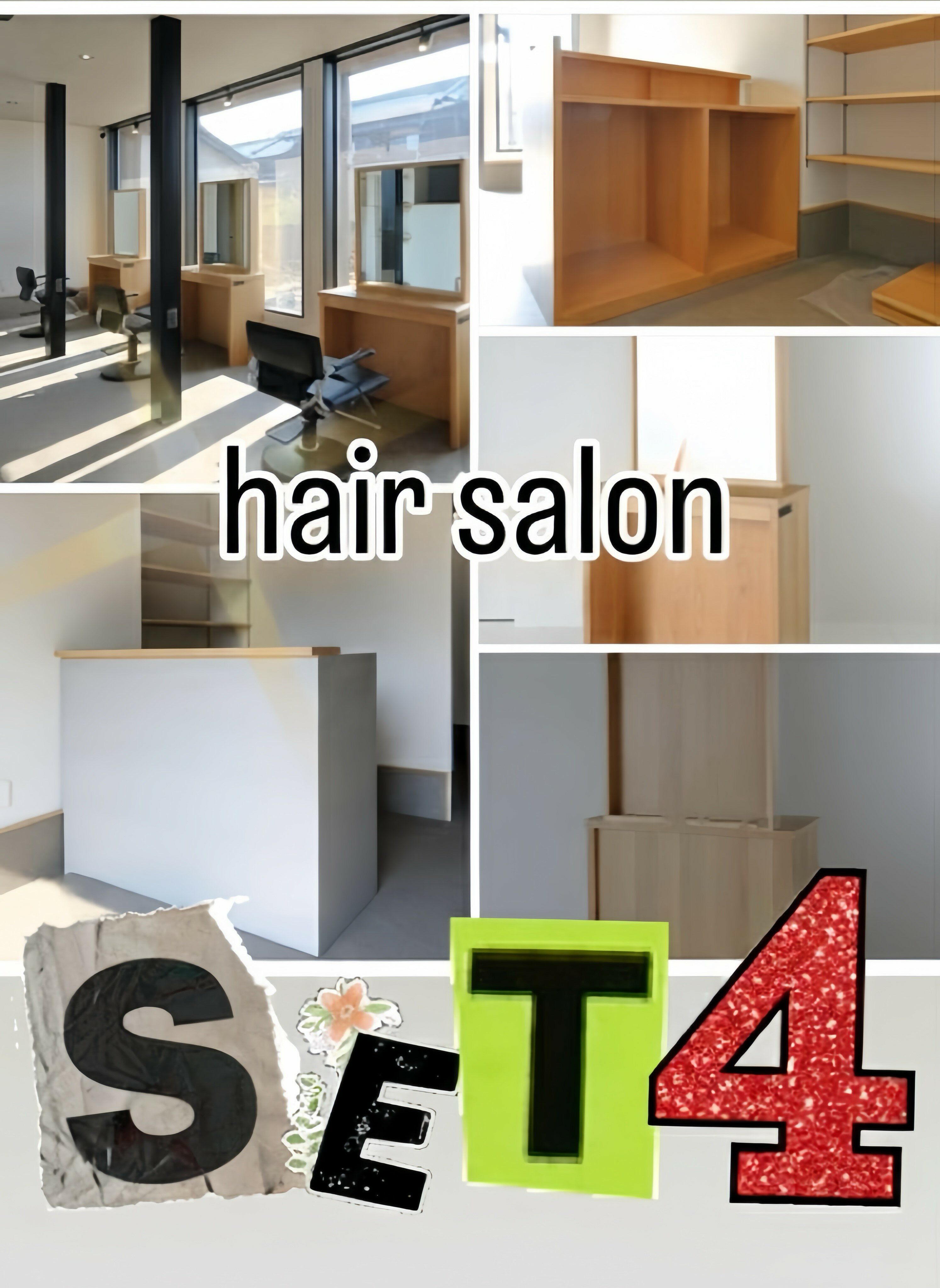 【ヘアーサロン4点セット】カウンター1台・セット面3台のヘアーサロン家具4点【ヘアーサロン セット面 レジカウンター 美容室 理容室】