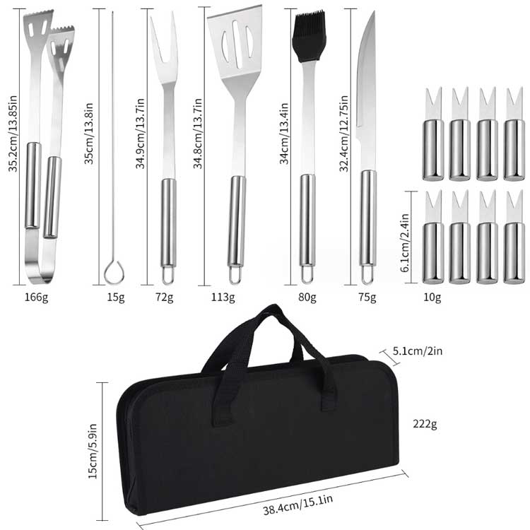 バーベキュー用品 セット キャンプ 調理器具 18pcs セット 屋外 キッチンツール バーベキュー 調理 バーベキュー針 クッキングツール 包丁 アウトドア ブラシ 携帯 ファミリー ソロキャンプ ツールバッグ付き キャンプ道具 キャンプ用品 調理器具セット anuenue-k-10004735 アヌエヌエ サンプル画像2