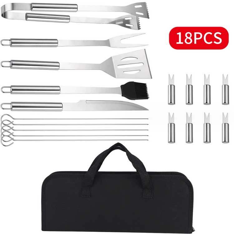 バーベキュー用品 セット キャンプ 調理器具 18pcs セット 屋外 キッチンツール バーベキュー 調理 バーベキュー針 クッキングツール 包丁 アウトドア ブラシ 携帯 ファミリー ソロキャンプ ツールバッグ付き キャンプ道具 キャンプ用品 調理器具セット anuenue-k-10004735 アヌエヌエ サンプル画像3