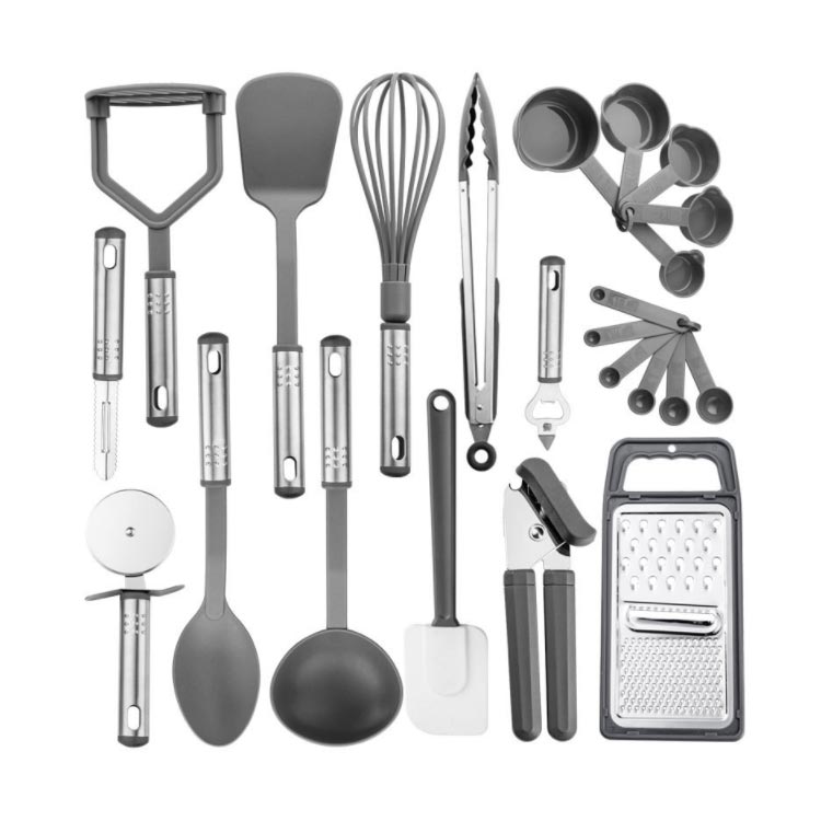 23点セット キッチンツール 調理器具 セット クッキングツール 耐熱シリコン ステンレス 調理 料理 製菓 器具 フライ返し スプーン 泡立て器 スパチュラ トング 計量カップ 計量スプーン 小さい プレゼント 引越しお祝い 母の日　ギフト 黒 おしゃれ anuenue-k-10004722 アヌエヌエ サンプル画像2