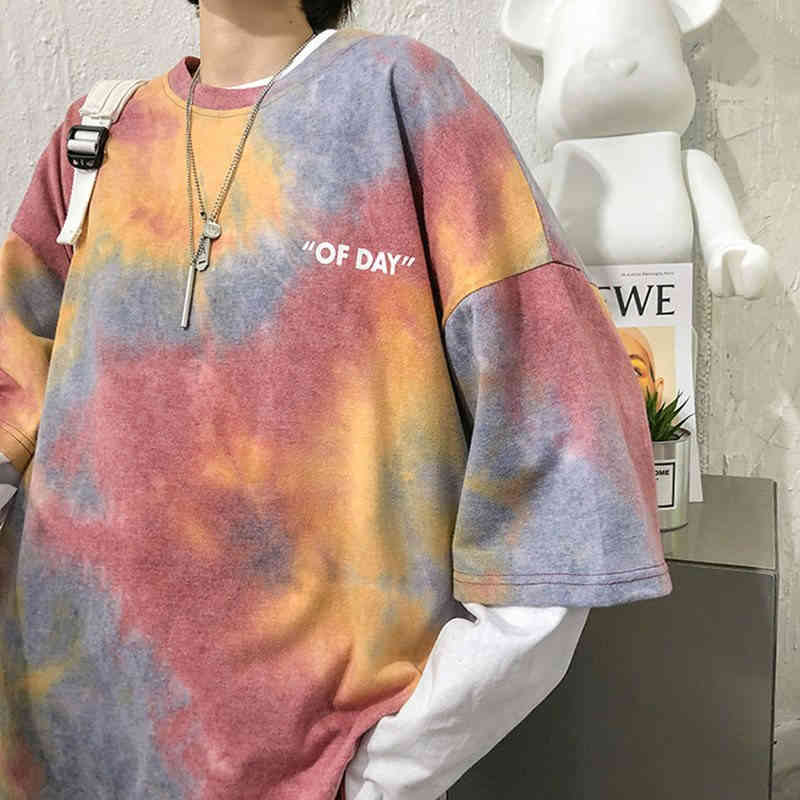 Tシャツ タイダイ柄 Tシャツ 半袖 夏 BF風 レディース トップス 原宿系 Tシャツ ヒップホップ ダンス anykidskind-10000570 Any Kids Kind サンプル画像3