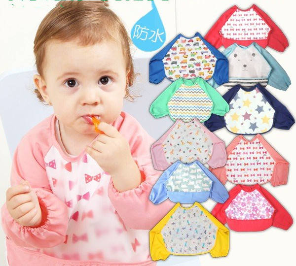 選べる3枚セット お食事エプロン 袖あり よだれかけ 防水 ベビー 【レビューを書いてメール便送料無料..