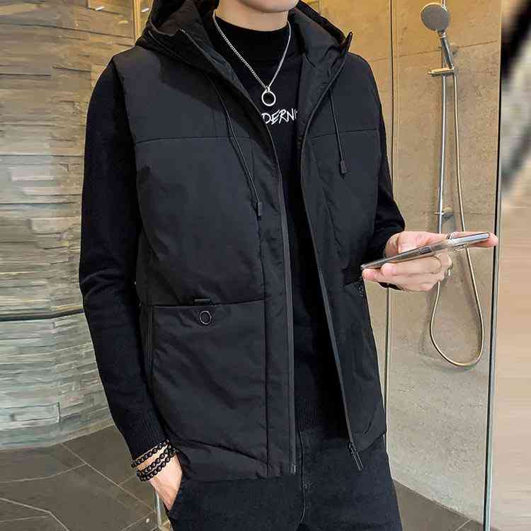 Any Kids Kindの大きいサイズ アウター ベスト ショート丈 中綿ベスト ジップアップ 冬服 男性 フード付き 防寒 無地 保温性 軽量 あったか 冬 保温性 暖かい メンズファッション メンズ｜アングル3
