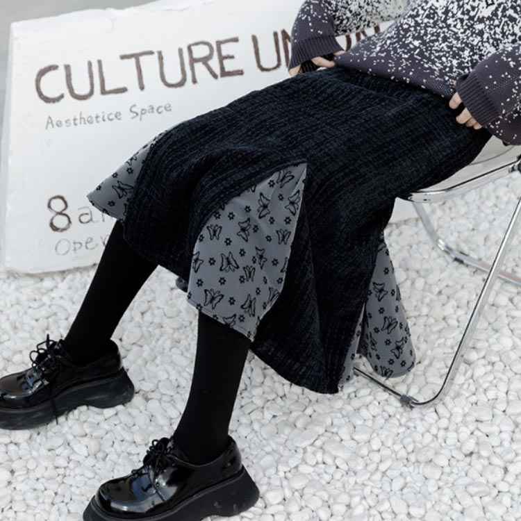 スカート ロングスカート 原宿系 ロング 新春 マキシスカートマキシ 花柄 フリルスカート 体型カバー デニムスカート レーススカート レース フレア フレアスカート ウエストゴム anykidskind-10002256 Any Kids Kind サンプル画像2