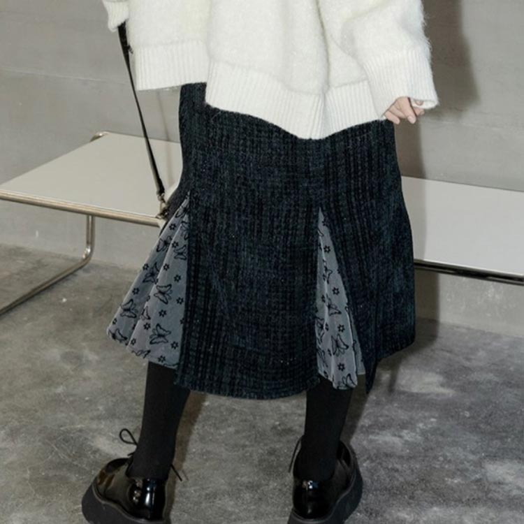 スカート ロングスカート 原宿系 ロング 新春 マキシスカートマキシ 花柄 フリルスカート 体型カバー デニムスカート レーススカート レース フレア フレアスカート ウエストゴム anykidskind-10002256 Any Kids Kind サンプル画像3