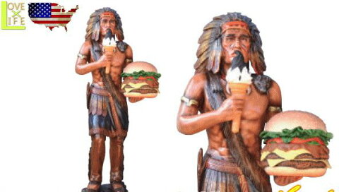 【アメリカン雑貨】【BIG SALES PROMOTION DOLL】インディアンとハンバーガー【INDIAN WITH HAMBUGER】【大きい】【大型商品】【人形】【アメリカ雑貨】【アメリカ】【USA】【かわいい】【おしゃれ】ドデカのドールでアイキャッチ 目立つならコレ 精巧な作りでグッド