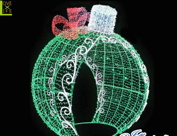 【LED】【イルミネーション】【大型商品】デコレーションボール【グリーン】【リボン】【ボール】【オブジェ】【エクステリア】【電飾】【モチーフ】【クリスマス】【クリスタル】【素敵】