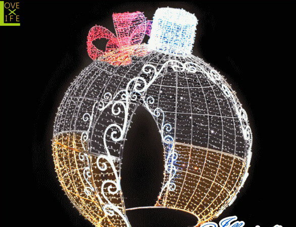 【LED】【イルミネーション】【大型商品】デコレーションボール【イエロー・ホワイト】【リボン】【ボール】【オブジェ】【エクステリア】【電飾】【モチーフ】【クリスマス】【クリスタル】【素敵】