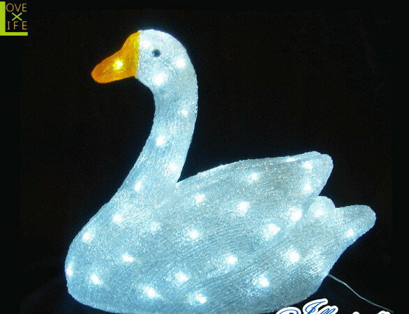 イルミネーション　スワン白鳥　アヒル　アニマル　動物　立体　3D　アート　LED　輝き　電飾　モチー..