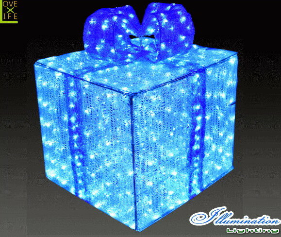 【イルミネーション】ギフトボックス【ブルー】【L】【ギフト】【プレゼント】【箱】【ボックス】【LED】【クリスタル】【電飾】【モチーフ】【クリスマス】