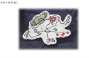 【日本製】【鳥獣人物戯画】刺繍ブローチ【追われる猿】【ブローチ】【ボタン】【ウサギ】【カエル】【サル】【絵巻】【和風】【古風】【歴史】【漫画】【京都】【博物館】【かっこいい】(4)