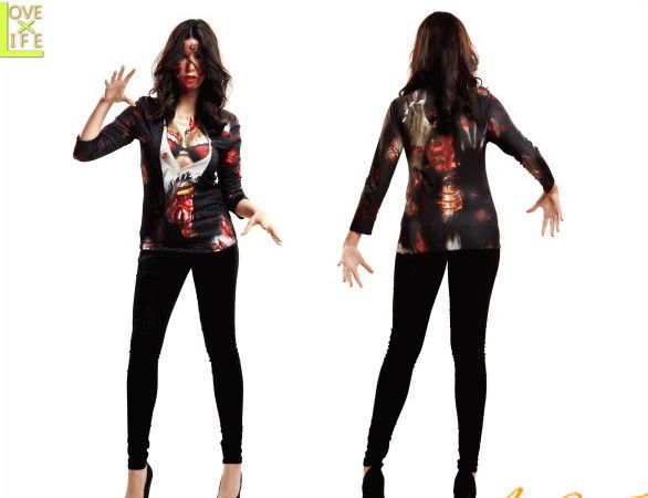 【レディ】【Tシャツ】ゾンビ少女【Zombie girl】【セクシー】【コスT】【シャツ】【装飾】【グッズ】【衣装】【コスプレ】【コスチューム】【ハロウィン】【パーティ】【イベント】新作ハロウィングッズがぞくぞく登場 小物でハロウィンを盛り上げよう
