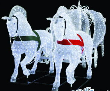 【イルミネーション】LED クリスタルグロー 白馬の馬車【馬車】【3D】【大型用品】【クリスマス】【イルミネーション】【電飾】【装飾】【飾り】【パーティ】【イベント】【光】【LED】【モチーフ】【かわいい】今年もかわいいイルミネーションで飾り付け