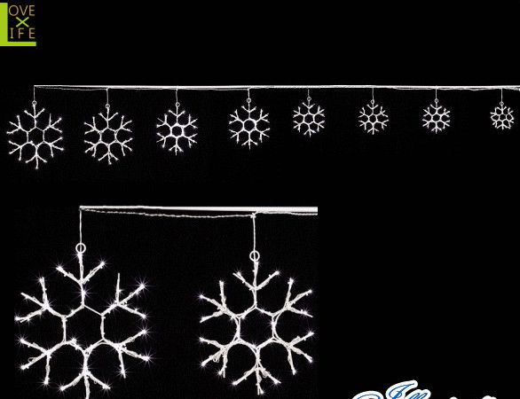 【20 】LED スノーフレーク【白】【8連】【雪】【結晶】【スノー】【LED】順番に大きさが変わるスノーフレークはどこか立体的♪【送料無料】【クリスマス】【イルミネーション】【電飾】【モチーフ】