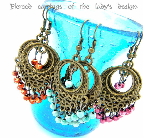 (ペア売り)ピアス イヤリング ビーズ エスニック アラビアンデザイン ショートハンドメイド メール便 レディースピアス アクセサリー ジュエリー 通販 青い目...
