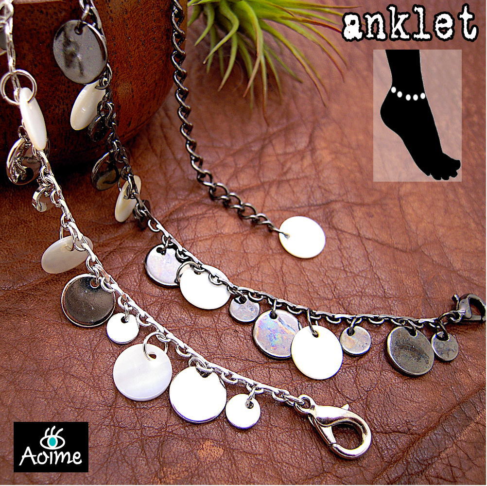 アンクレット 足首 ブレスレット兼用 夏 アクセサリー ジュエリー チェーン レディース 通販 青い目 プレゼント ギフト フリーサイズ 足首 シルバー ガンメ...
