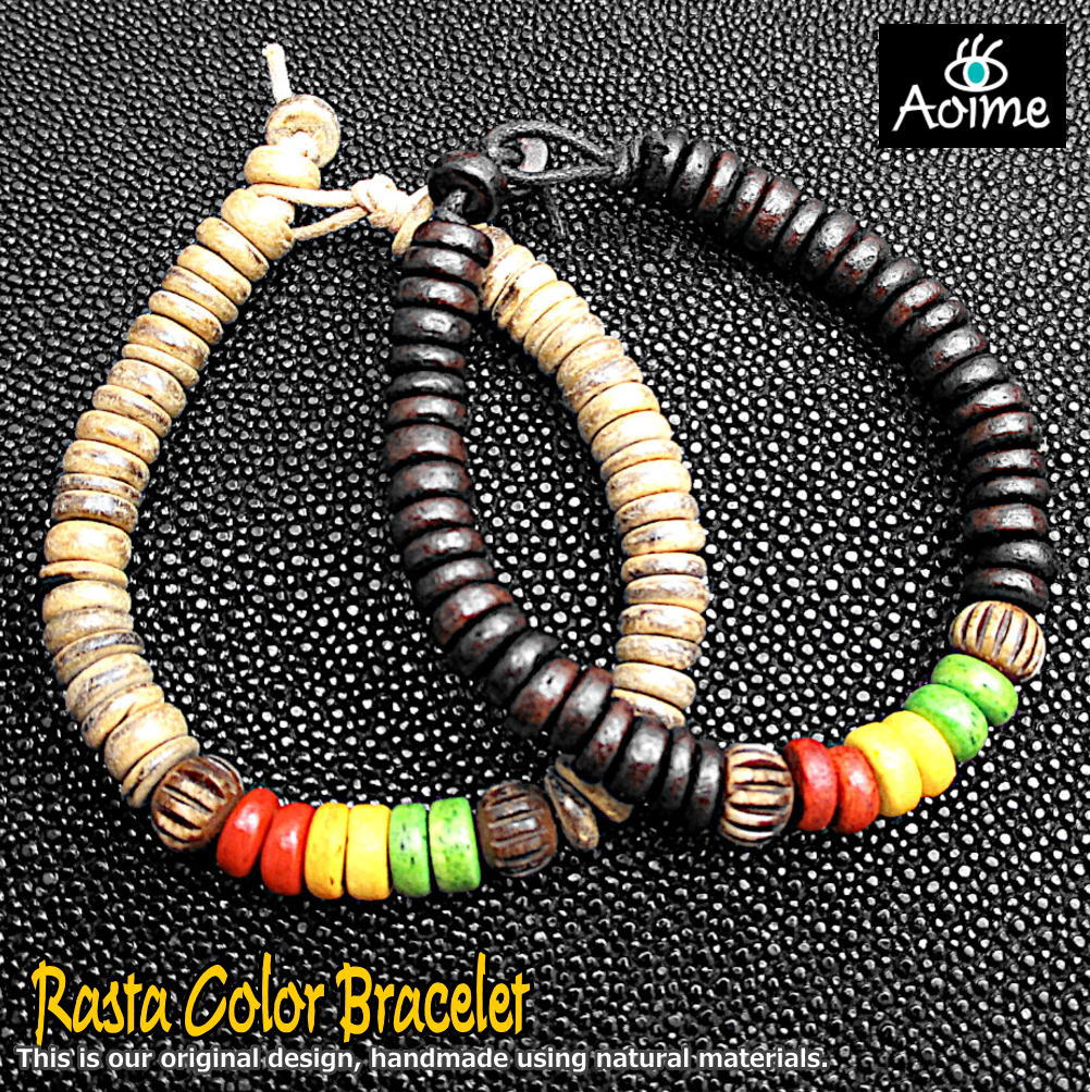 Rakuten - ラスタカラー ブレスレット レゲエ メンズ レディース ブレス 男女 兼用 ユニセックス ジャマイカ エスニック キャメルボーン ラクダの骨 ココナツ ウッドビーズ 3-5541
