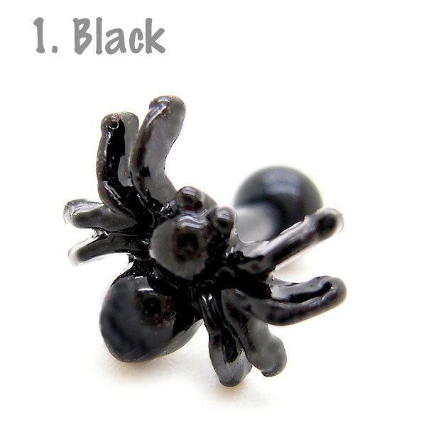 14G　ボディピアス クモ 蜘蛛 スパイダー 14ゲージ ストレート バーベル 耳たぶ 軟骨ピアス トラガス ステンレス ピアス アクセサリーの商品画像 3