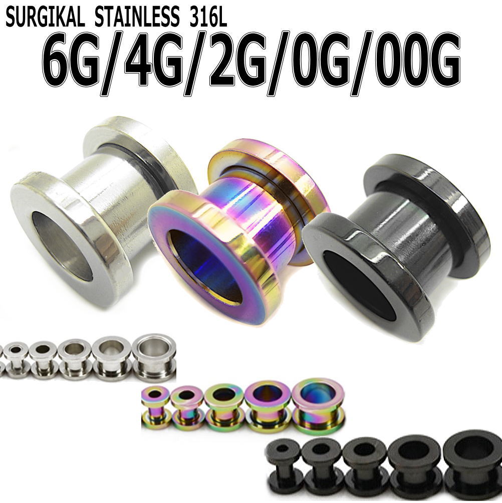 材質：サージカルステンレス316Lゲージ：6G/4G/2G/0G/00G内径：約6mm（全サイズ共通）カラー：シルバー、ブラック、オーロラプラグ系の中ではひと際インパクトがあり、ピアスホールを強調して見せてくれるフレッシュトンネル。拡張され...