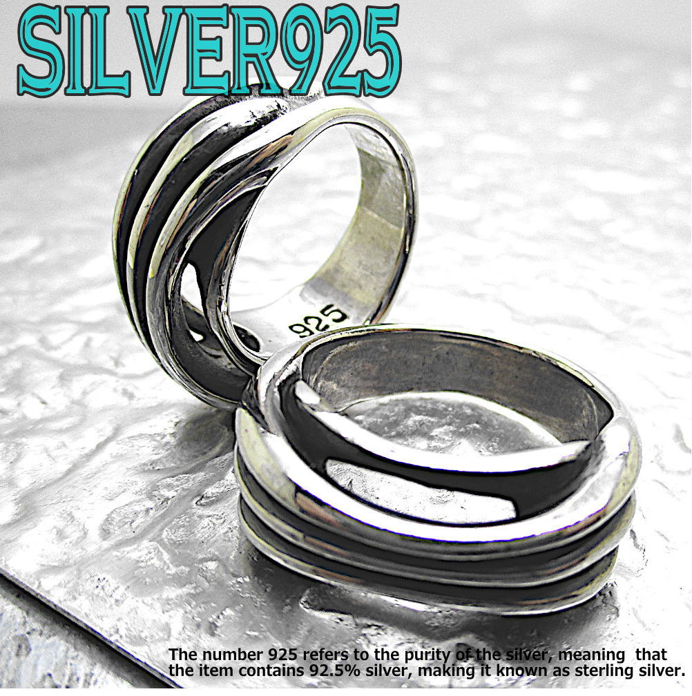 Rakuten - 銀 メンズ リング 指輪 シルバー 925 レディース ユニセックス 重量感 立体 ユニーク ライン 9号 11号 13号 15号 19号 21号 燻し仕上げ r1352