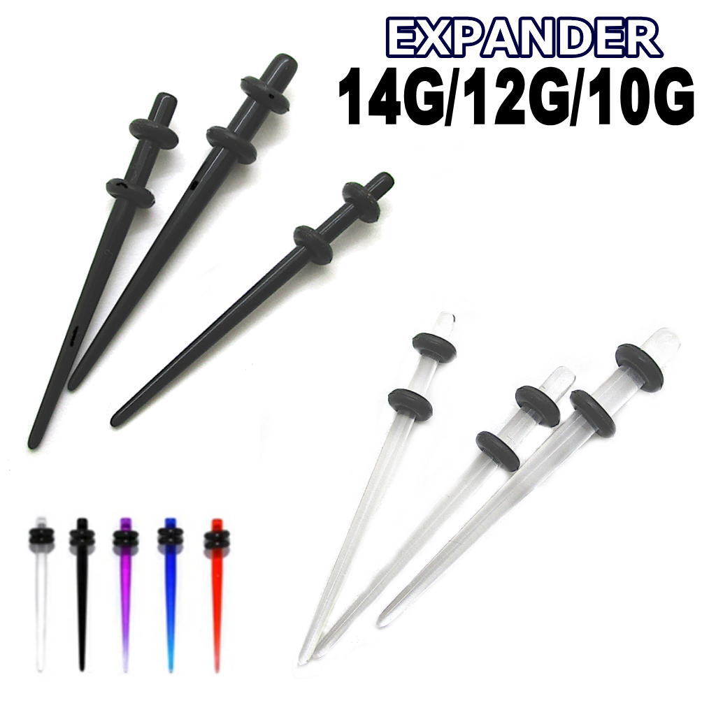 ボディピアス エキスパンダー 拡張器 金属アレルギー対応 樹脂 UV アクリル 10G 12G 14G テーパー ゲー..
