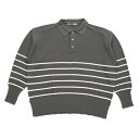 amne アンヌ BORDER polo knit ボーダー ポロ ニット グレー