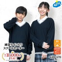 スクール セーター ライン入り 綿混 ニット Vネック ネイビー 紺 学生服 通学用 ユニセックス 男女兼用 小学 中学 小学生 中学生 高校 防寒 冷房対策 ...