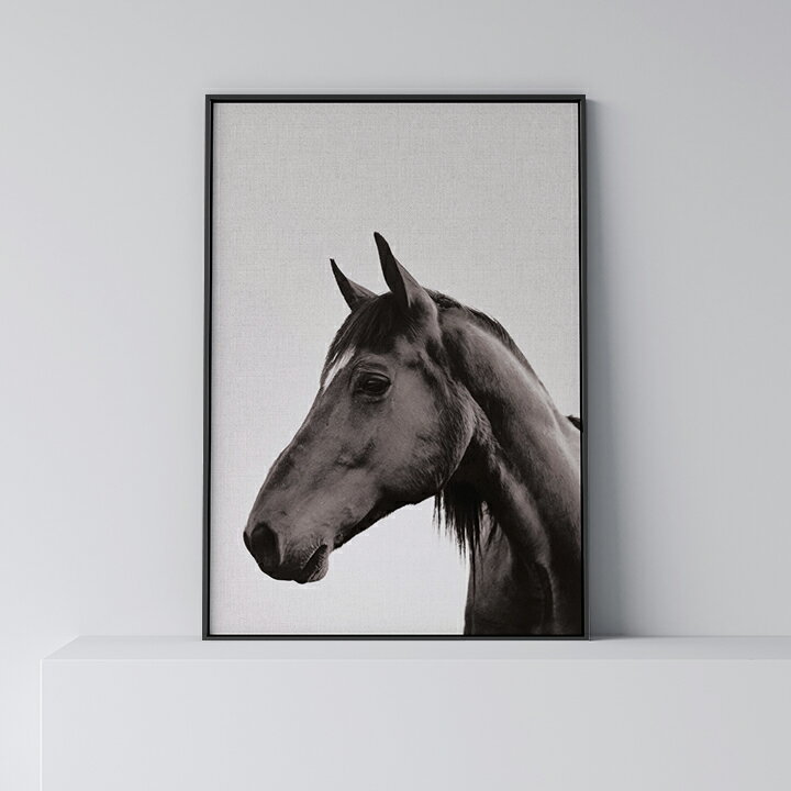 ポスター 北欧 おしゃれ インテリア アート アートパネル 【 Horse_BW 】 動物 馬 ウマ モダン シンプル フレーム付き A0 A1 B1 A2 B2 A3 B3