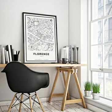 【20％OFF #StayHomeキャンペーン】ポスター A1 北欧 アートポスター アート インテリア - City Maps - Florence - モノクロ 世界地図 ヨーロッパ イタリア フィレンツェ モダン シンプル