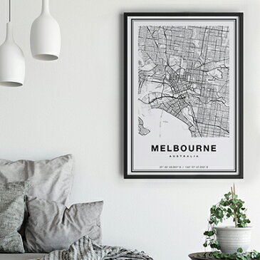 【20％OFF #StayHomeキャンペーン】ポスター A3 北欧 アートポスター アート インテリア - City Maps - Melbourne - モノクロ 世界地図 オーストラリア メルボルン モダン シンプル