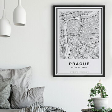 【20％OFF #StayHomeキャンペーン】ポスター A2 北欧 アートポスター アート インテリア - City Maps - Prague - モノクロ 世界地図 ヨーロッパ プラハ チェコ モダン シンプル