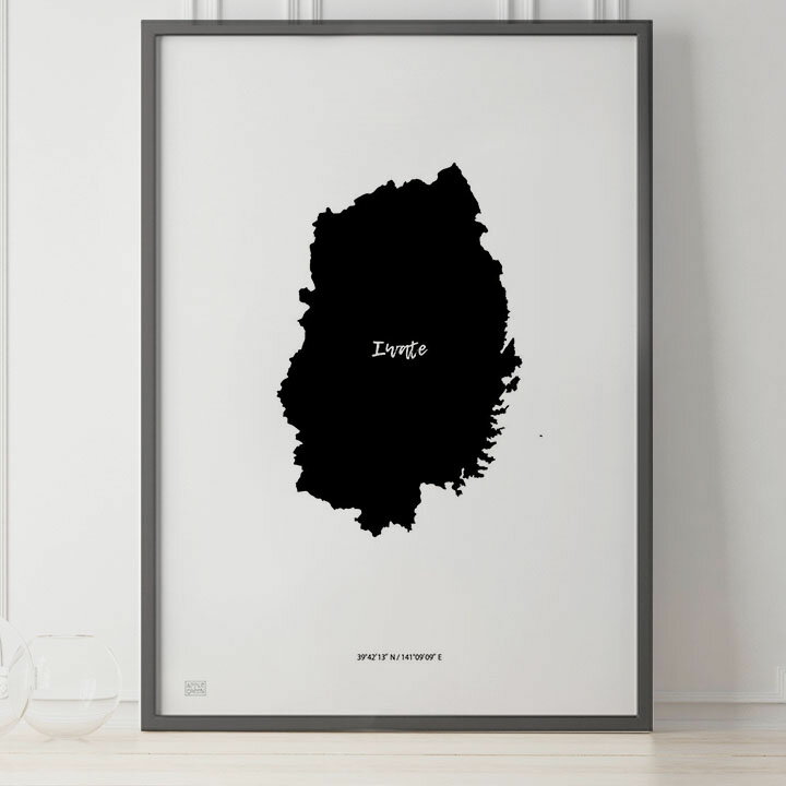 JAPAN MAP POSTER 岩手 地図 都道府県 ポスター 北欧 おしゃれ インテリア アートパネル モノクロ モノトーン 白黒 モダン シンプル フレーム付き A0 A1 B1 A2 B2 A3 B3