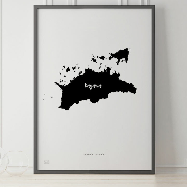 JAPAN MAP POSTER 香川 地図 都道府県 ポスター 北欧 おしゃれ インテリア アートパネル モノクロ モノトーン 白黒 モダン シンプル フレーム付き A0 A1 B1 A2 B2 A3 B3