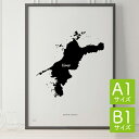 ポスター 北欧 おしゃれ インテリア A1 B1 - JAPAN MAP POSTER - 愛媛 アート 地図 都道府県 インテリア モノクロ モノトーン 白黒...