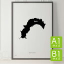 ポスター 北欧 おしゃれ インテリア A1 B1 - JAPAN MAP POSTER - 高知 アート 地図 都道府県 インテリア モノクロ モノトーン 白黒 モダン シンプル