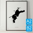 ポスター 北欧 おしゃれ インテリア A2 B2 - JAPAN MAP POSTER - 愛媛 アート 地図 都道府県 インテリア モノクロ モノトーン 白黒 モダン シンプル