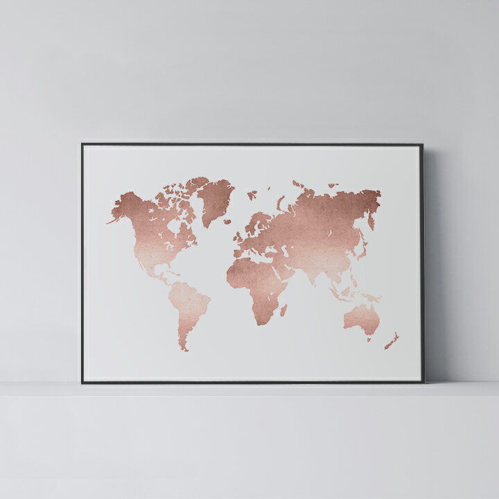 ポスター 北欧 おしゃれ インテリア アート アートパネル 【 Rose Gold World Map 】 世界地図 ワールドマップ モダン シンプル A0 A1 B1 A2 B2 A3 B3
