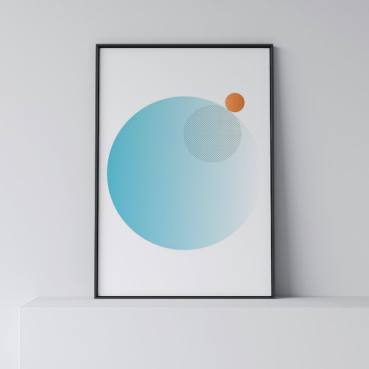 ポスター 北欧 おしゃれ インテリア アート アートパネル 【 Blue orange circles 】 青 モダン シンプル フレーム付き A0 A1 B1 A2 B2 A3 B3
